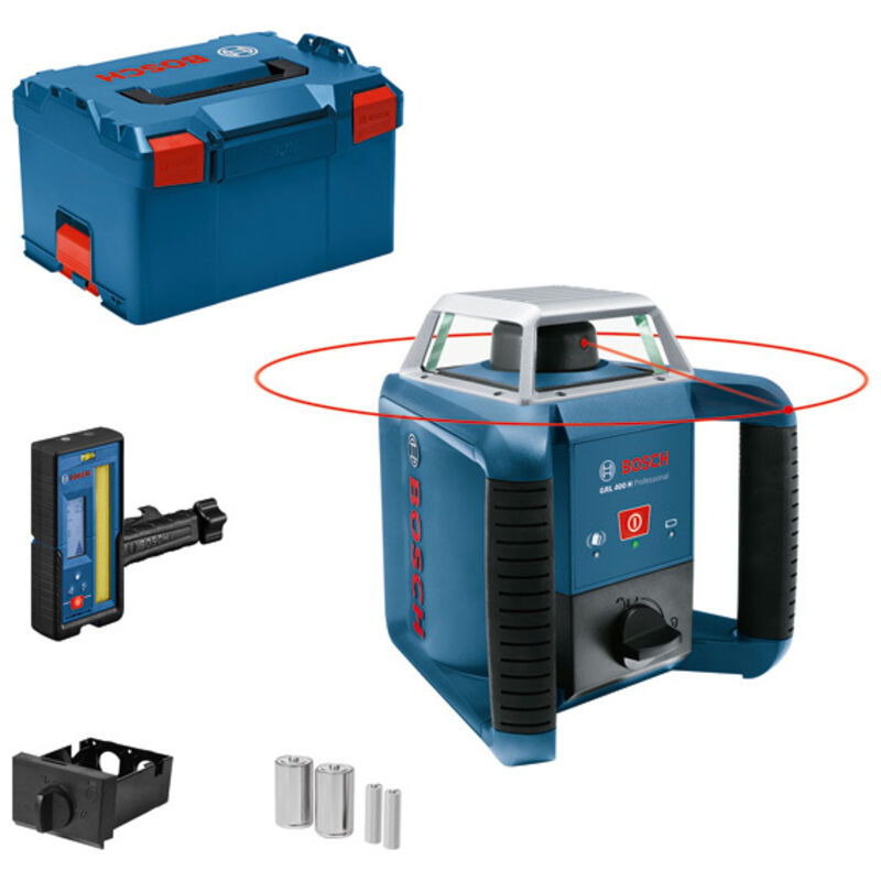 Laser rotatif BOSCH GRL 400 H + Cellule de réception LR 45 + Batteries NiMH en L-Boxx