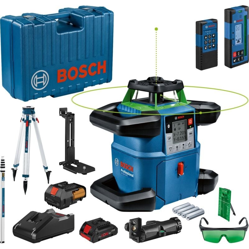 Laser rotatif GRL 650 CHVG Bosch avec jauge GR 500 et accessoires en coffret - 06159940PR
