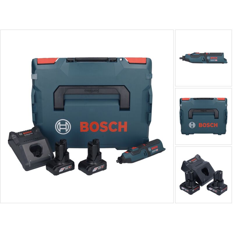 Image of Bosch - gro 12V-35 Professional Utensile rotativo a batteria in valigetta L-Boxx + 2x Batterie gba 6,0 Ah + Caricabatterie gal 1230 cv