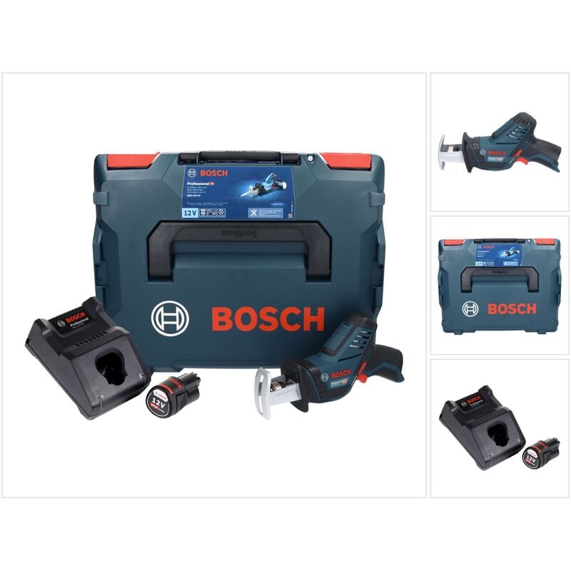 Gsa 12V-14 Li-Ion Professional Scie sabre sans fil avec boîtier L-Boxx + 1x Batterie gba 12 v 3,0 Ah + Chargeur gal 1230 - Bosch