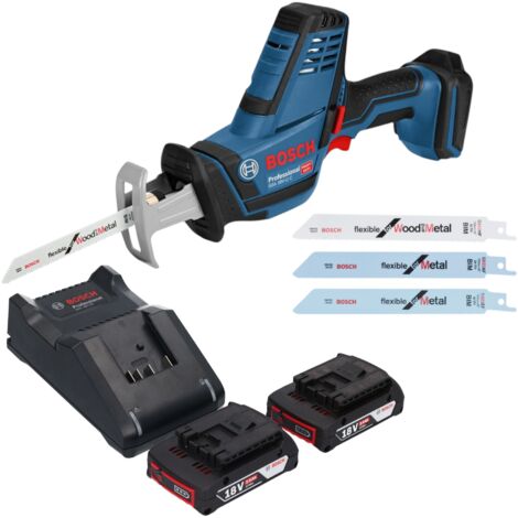 Bosch GSA 18V-LI C Professional Akku Reciprosäge Säbelsäge 18 V + 2x Akku 2,0 Ah + Ladegerät