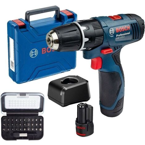 Bosch GSB 120V-LI 12v Combi Hammer Drill 2 Speed GSB120V-LI - 2 x 2ah + 32PC Set
