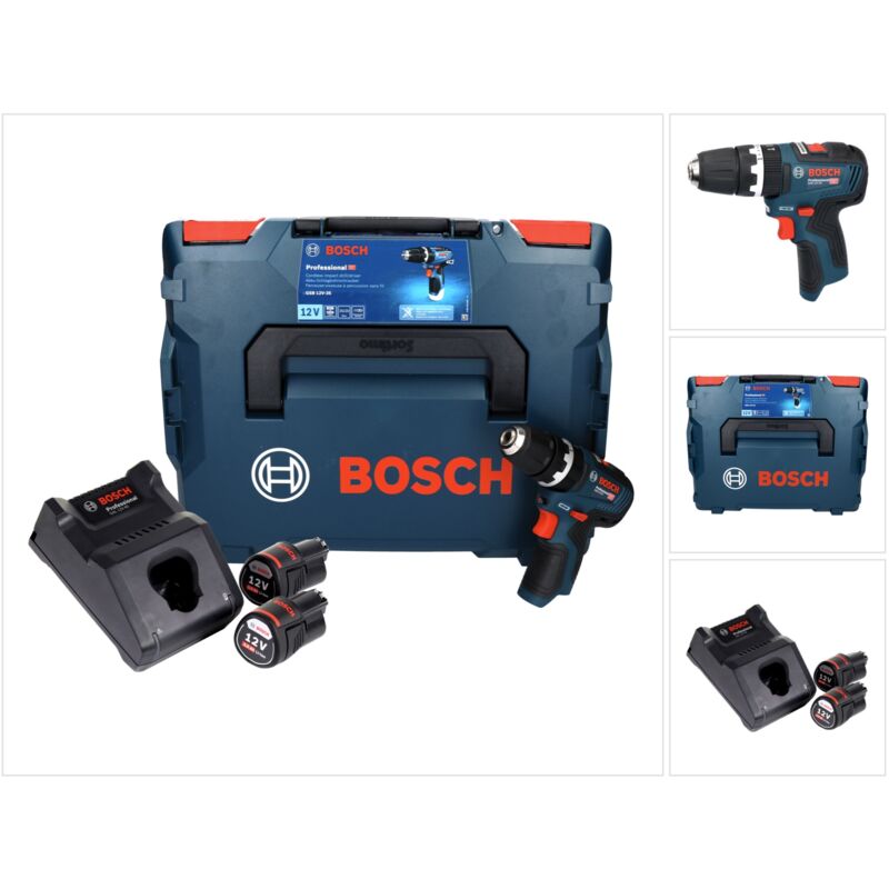 Bosch GSB 12V-35 Professional Perceuse-visseuse à percussion sans fil 12 V 35 Nm Brushless + 2x batterie 3,0 Ah + chargeur + L-Boxx Bosch GSB 12V-35 Professional Perceuse-visseuse à percussion sans fil 12 V 35 Nm Brushless + 2x batterie 3,0 Ah + chargeur + L-Boxx