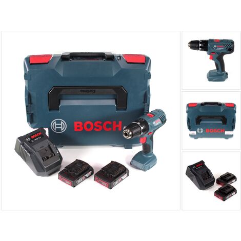 Bosch GSB 18V-21 Professional Taladro atornillador de percusión a batería en maletín L-Boxx + 2x Batería GBA 2,0 Ah + Cargador AL 1820 CV