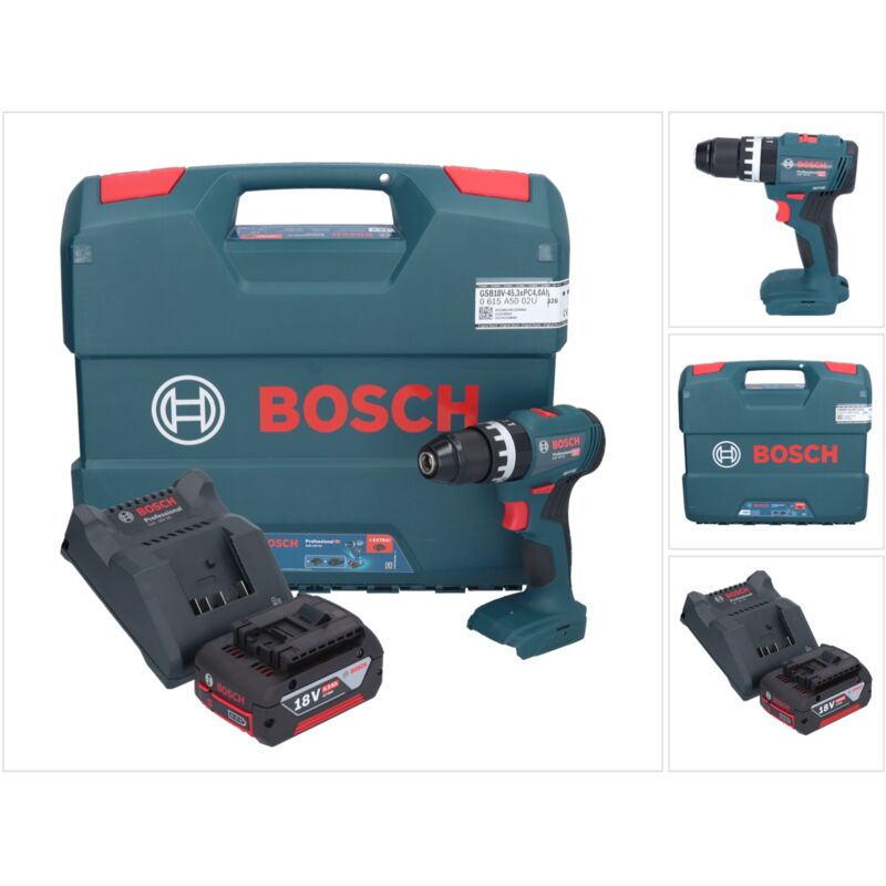 Image of Bosch GSB 18V-45 Professional 18 V 45 Nm Brushless trapano avvitatore a percussione senza filo + 1x batteria 4,0 Ah + caricabatterie + L-Case