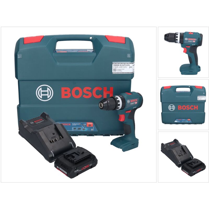 Image of Bosch GSB 18V-45 Professional 18 V 45 Nm Brushless trapano avvitatore a percussione senza filo + 1x batteria ProCORE 4,0 Ah + caricabatterie + L-Case