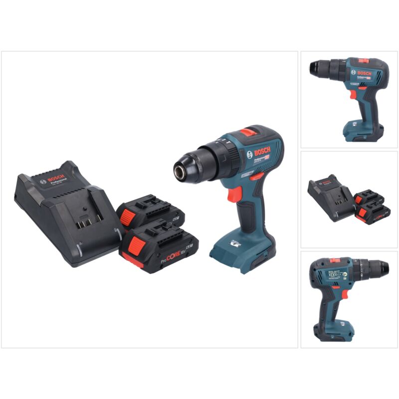 Bosch gsb 18V-55 Professional Perceuse-visseuse à percussion sans fil 18 v 55 Nm Brushless + 2x batterie ProCORE 4,0 Ah + chargeur