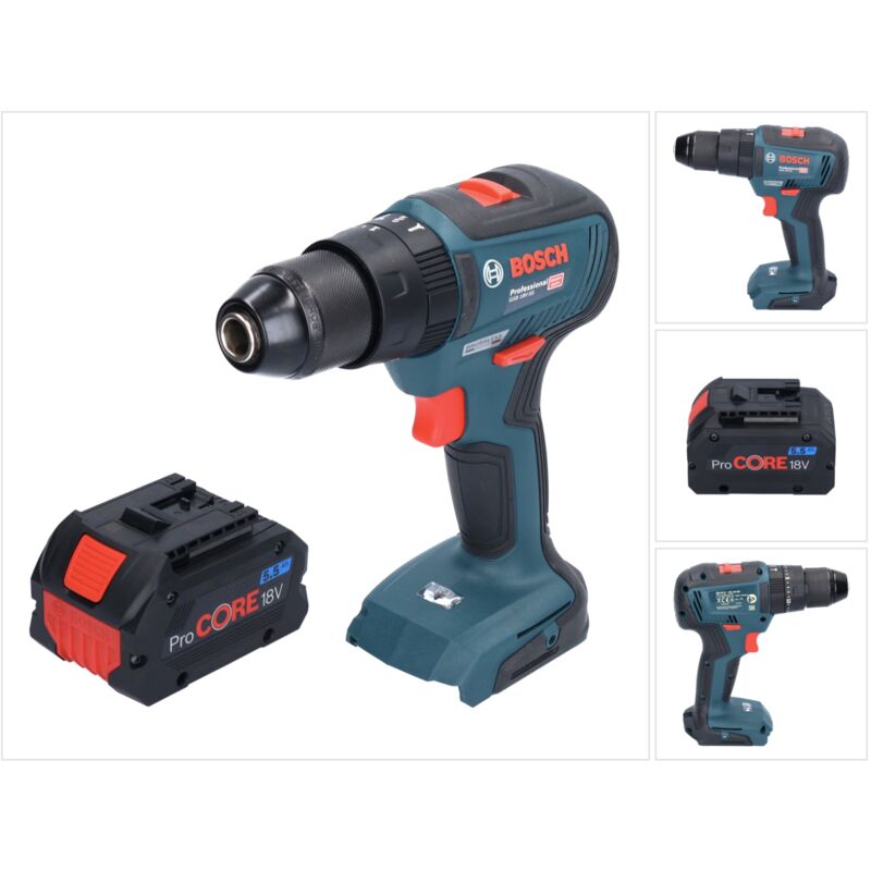 Bosch gsb 18V-55 Professional Perceuse-visseuse à percussion sans fil 18 v 55 Nm Brushless + 1x batterie ProCORE 5,5 Ah - sans chargeur
