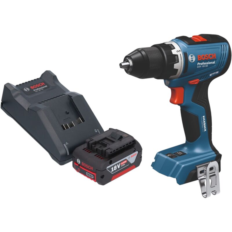 Bosch Professional Bosch Gsb 18v-65 Professional Akku Schlagbohrschrauber 18 V 65 Nm Brushless + 1x Akku 4, 0 Ah + Ladegerät