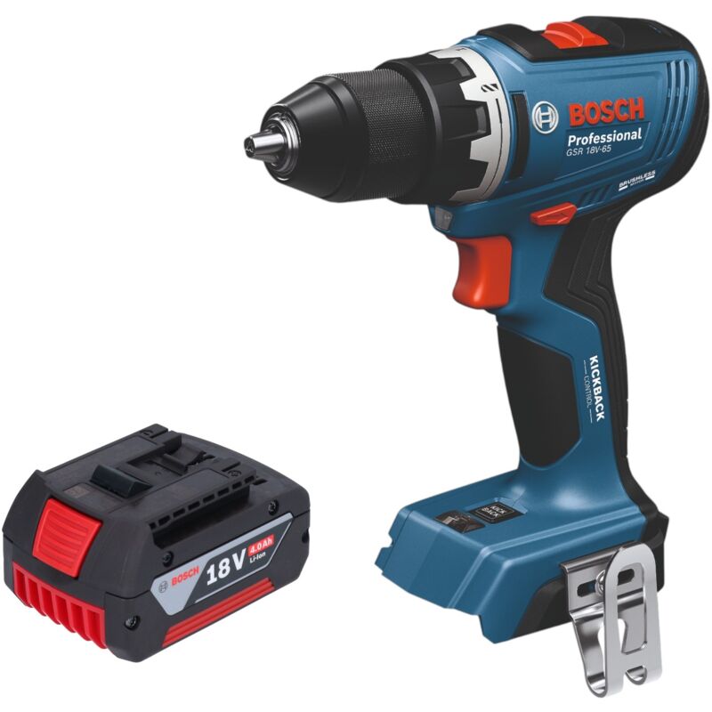 Bosch Professional Bosch Gsb 18v-65 Professional Akku Schlagbohrschrauber 18 V 65 Nm Brushless + 1x Akku 4, 0 Ah - Ohne Ladegerät