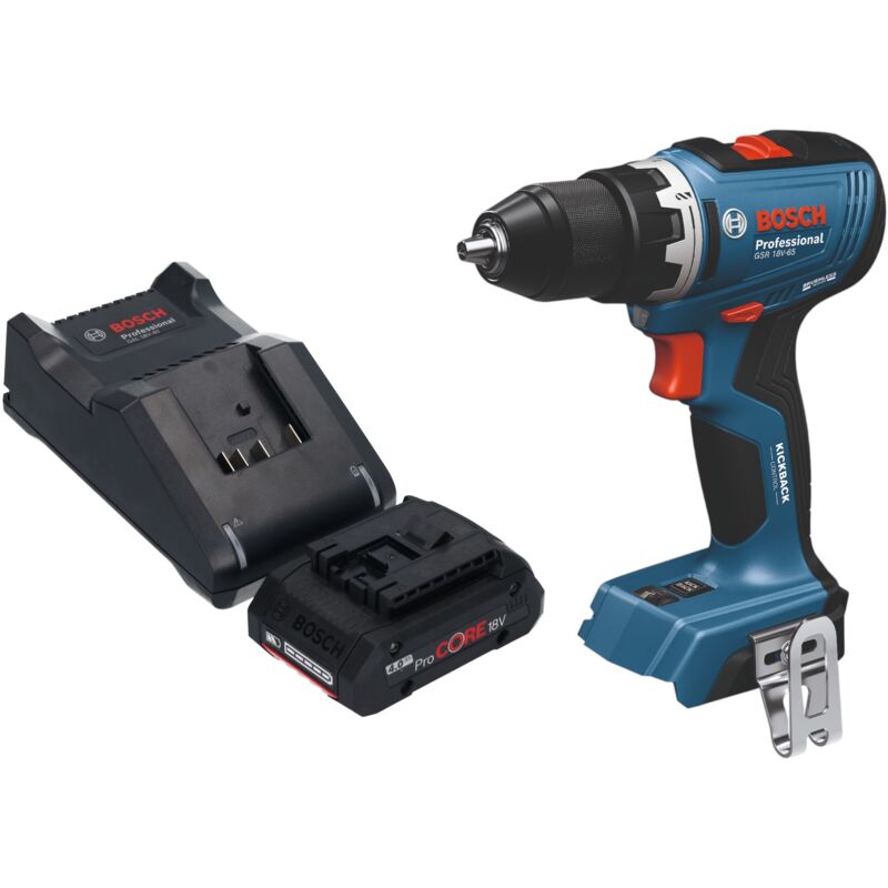 Bosch Professional Bosch Gsb 18v-65 Professional Akku Schlagbohrschrauber 18 V 65 Nm Brushless + 1x Procore Akku 4, 0 Ah + Ladegerät