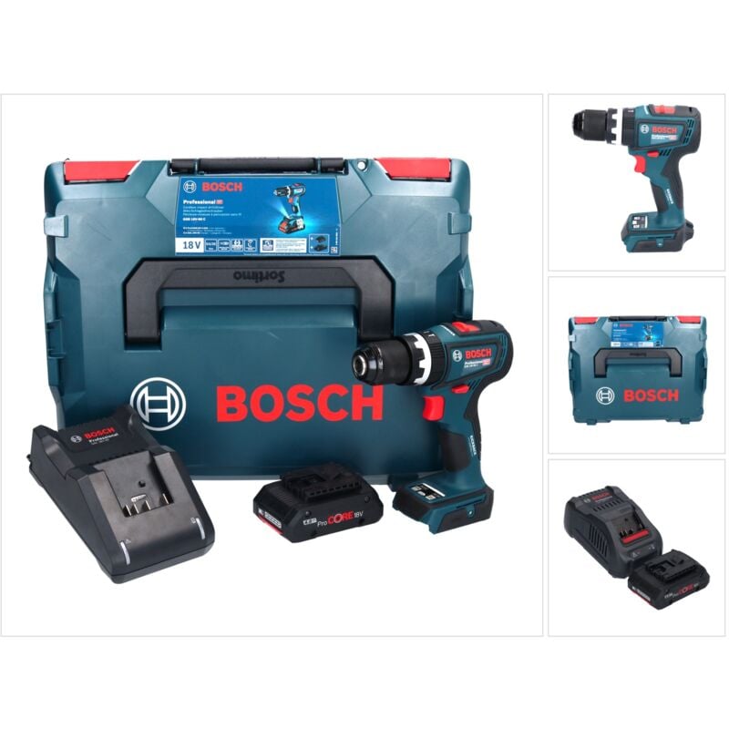 Bosch gsb 18V-90 c Perceuse-visseuse à percussion sans fil Professional 18 v 64 Nm brushless + 1x Batterie ProCORE 4,0 Ah + Chargeur + L-Boxx