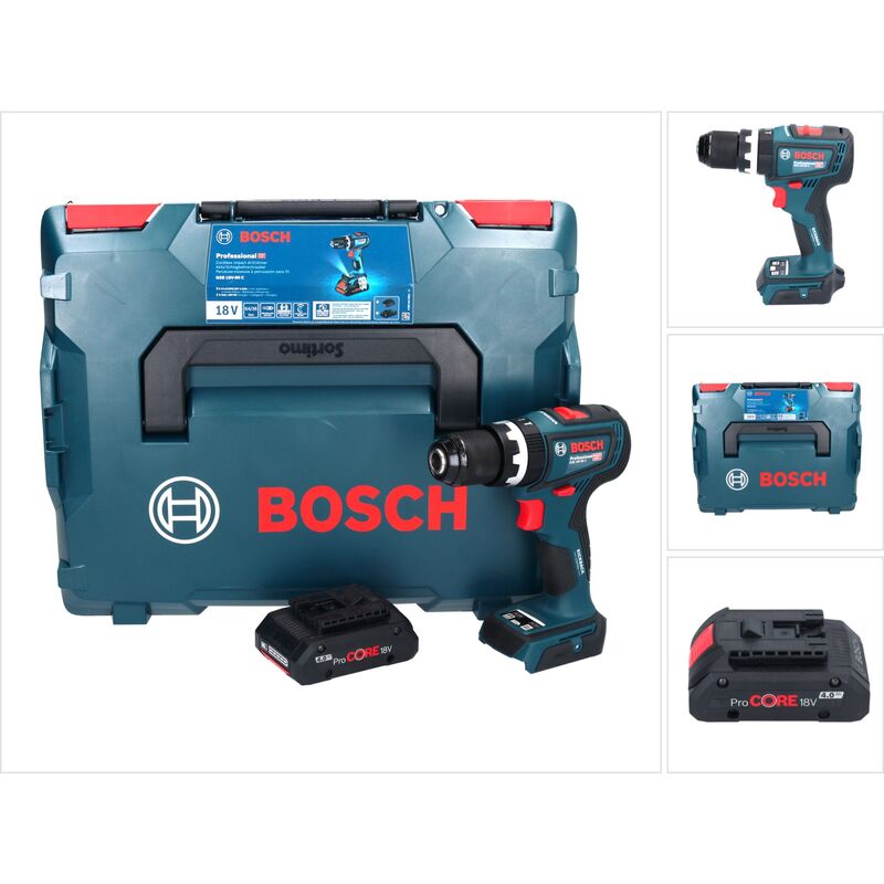 Bosch GSB 18V-90 C Perceuse-visseuse à percussion sans fil Professional 18 V 64 Nm Brushless + 1x Batterie ProCORE 4,0 Ah + Coffret L-Boxx - sans