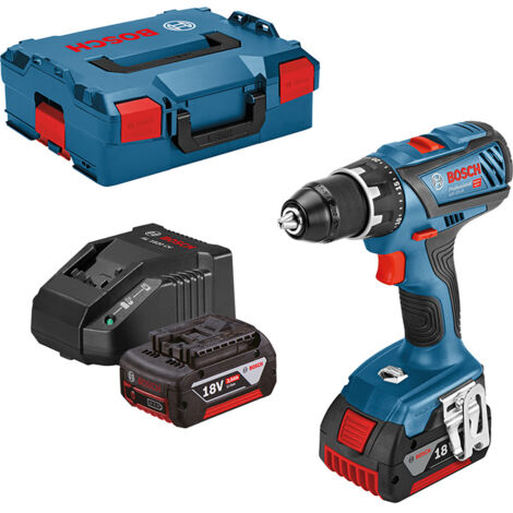 BOSCH GSB TRAPANO AVVITATORE A PERCUSSIONE CON 2 BATTERIE DA 2 AMPERE 18 VOLT