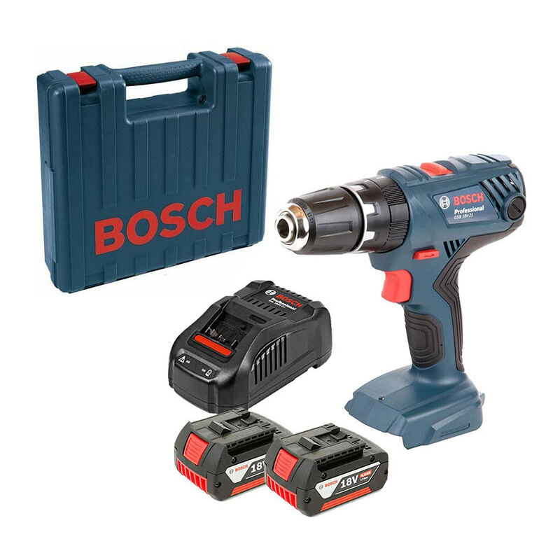 Bosch GSB18V-21 18V Cordless Combi Drill Kit with 2x 2.0Ah Batteries
