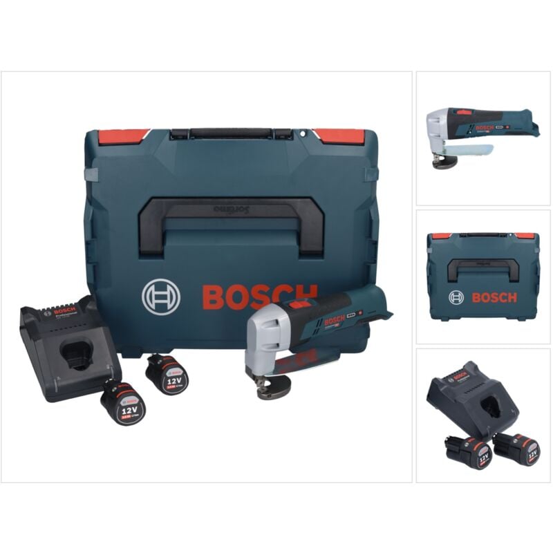 Bosch Professional - Bosch gsc 12V-13 Professional Cisaille à tôle sans fil 12V + 2x Batteries 3,0Ah + Chargeur + Coffret