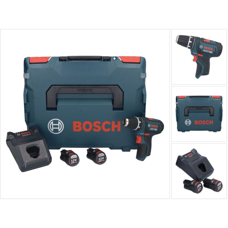 Gsr 12V-15 Professional Perceuse-visseuse sans fil avec boîtier L-Boxx + 2x Batteries gba 3,0 Ah + Chargeur gal 1230 - Bosch