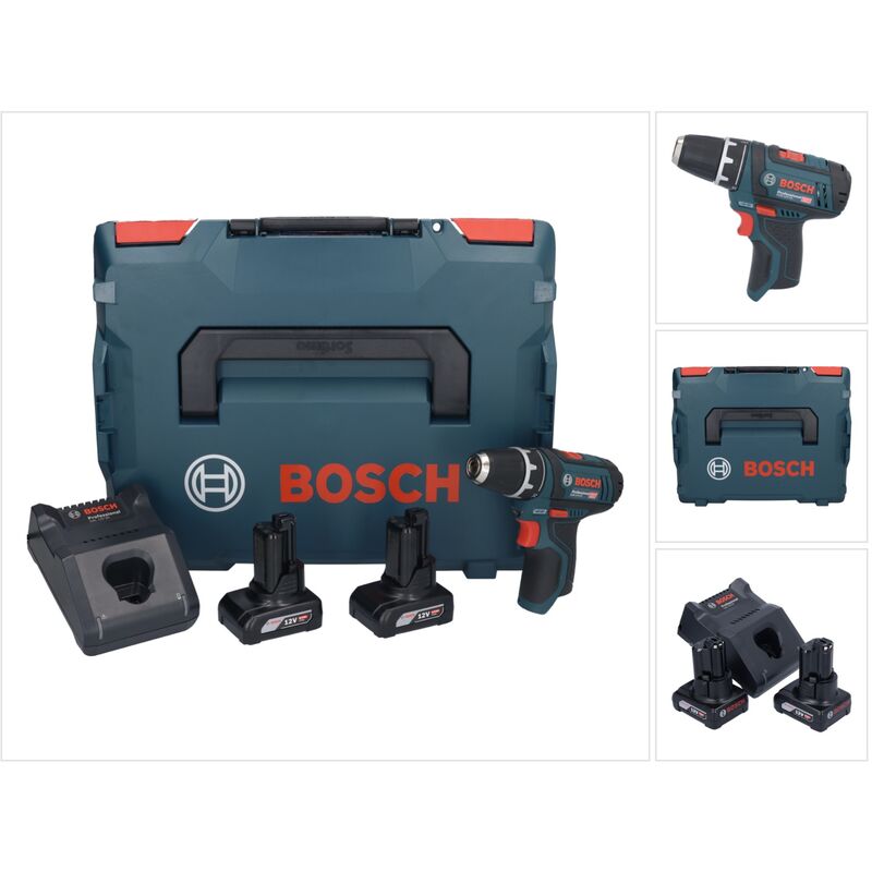 Gsr 12V-15 Professional Perceuse-visseuse sans fil avec boîtier L-Boxx + 2x Batteries gba 6,0 Ah + Chargeur gal 1230 - Bosch