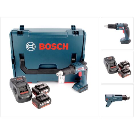 Bosch GSR 18 V-EC TE Professional brushless Visseuse Plaquiste sans fil avec boîtier L-Boxx + 2x Batteries GBA 5,0 Ah + Chargeur GAL 1880 + Chargeur de vis Bosch MA 55