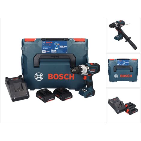 Bosch GSR 18V-150 C Professional Perceuse-visseuse sans fil 150Nm Biturbo Brushless 18V + 2x Batteries ProCORE 4,0 Ah + Chargeur + Coffret L-Boxx