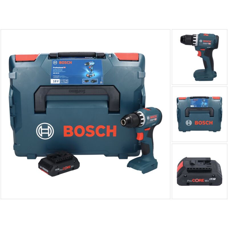 Gsr 18V-45 Perceuse-visseuse sans fil 18 v 45 Nm brushless + 1x Batterie ProCORE 4,0 Ah + Coffret L-Boxx - sans chargeur - Bosch