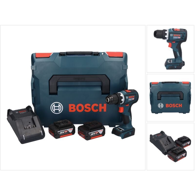 Bosch gsr 18V-90 c Professional Perceuse-visseuse sans fil 18 v 64 Nm Brushless + 2x batterie 5,0 Ah + chargeur + L-Boxx