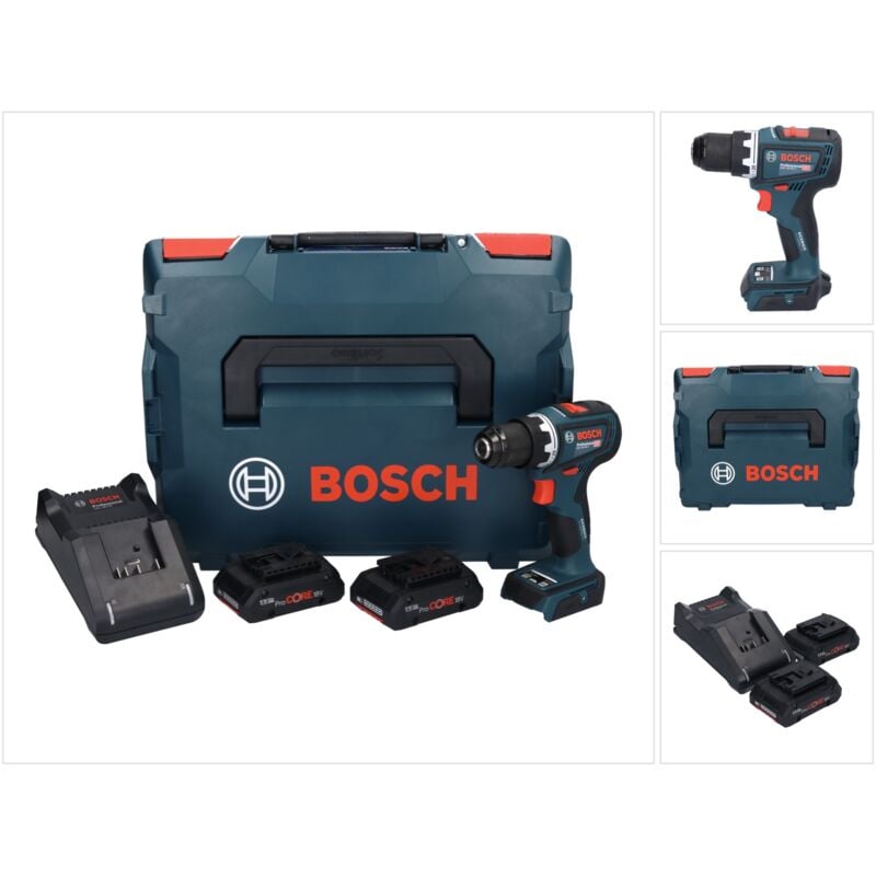 Bosch gsr 18V-90 c Professional Perceuse-visseuse sans fil 64 Nm 18V Brushless + 2x Batteries ProCORE 4,0 Ah + Chargeur + Coffret L-Boxx