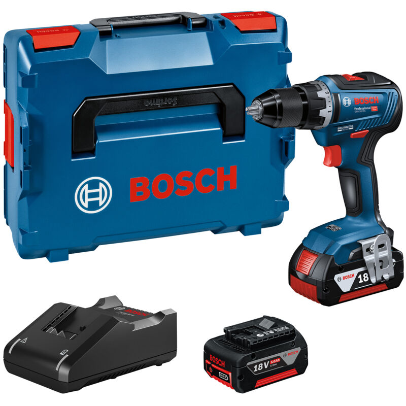 Trapano a batteria Bosch GSR 18V-55 con 2 batterie da 5,0 Ah + caricabatterie in L-BOXX