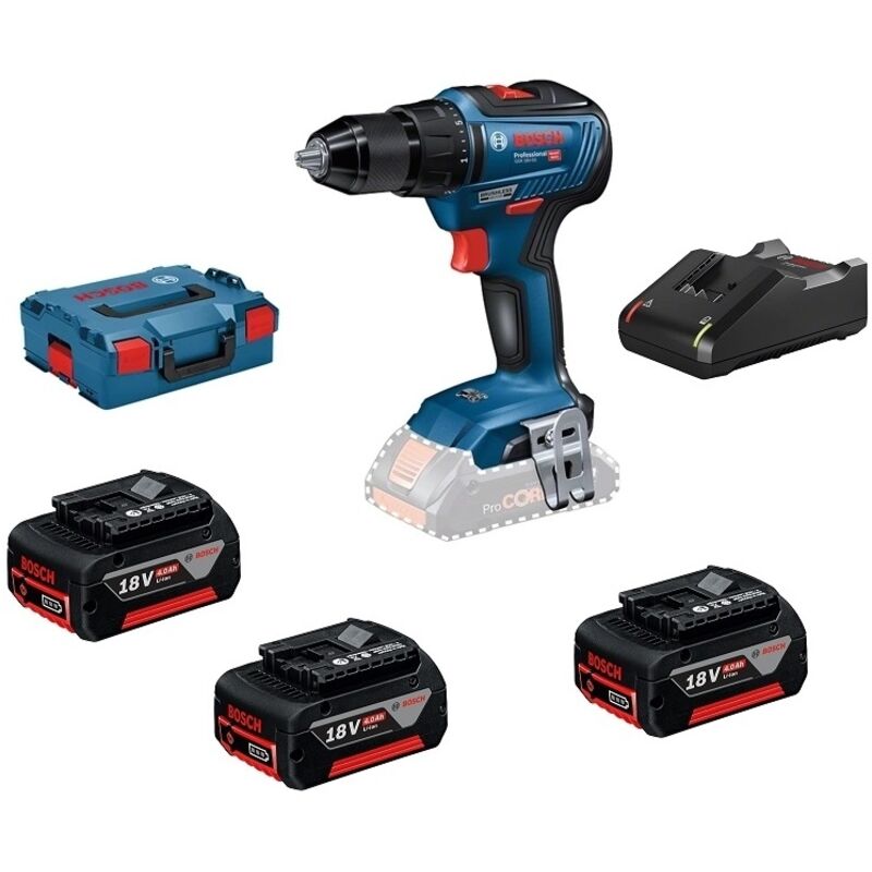 Trapano/avvitatore gsr 18v-55 Bosch con 3 batterie 18V 4Ah - caricabatterie - l-boxx - 0615990L8B