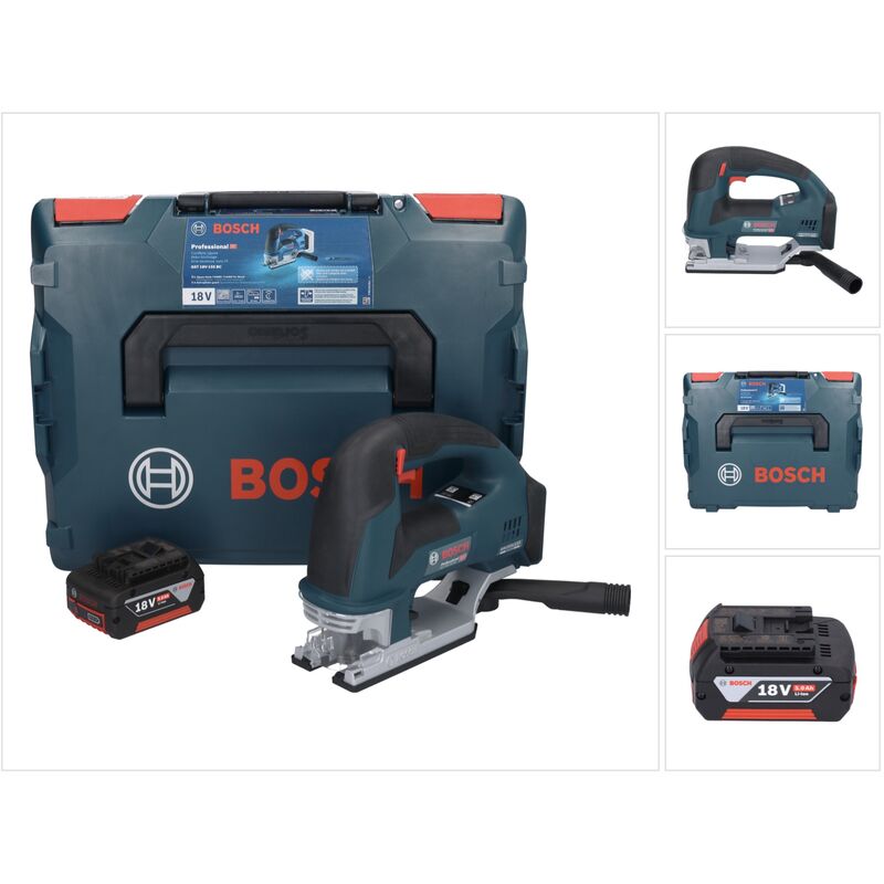 Bosch Professional - Bosch gst 18V-155 bc Scie sauteuse sans fil 18 v 155 mm Brushless + 1x batterie 5,0 Ah + L-Boxx - sans chargeur
