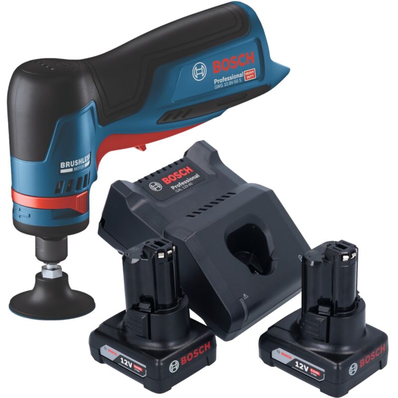 Bosch gwg 12V-50 s Professional Meuleuse droite sans fil 12 v 6 mm Brushless + 2x batterie 6,0 Ah + chargeur