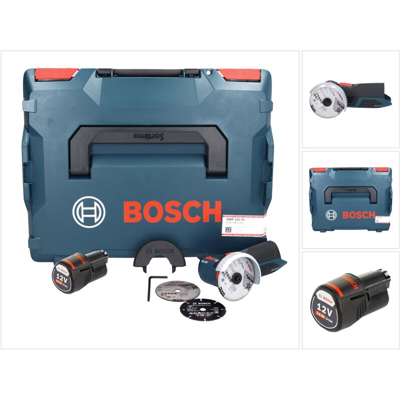Bosch - gws 12V-76 Professional Meuleuse angulaire sans fil 12 v 76 mm Brushless + 1x batterie 3,0 Ah + L-Boxx - sans chargeur