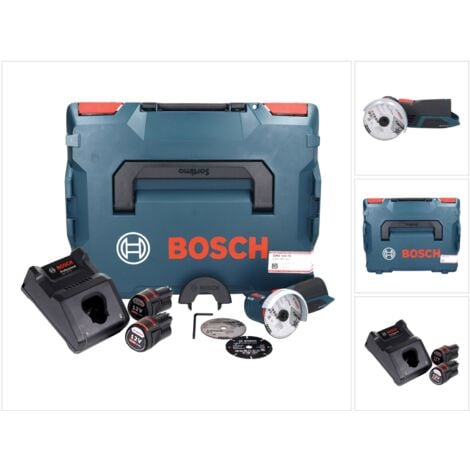 Bosch GWS 12V-76 Professional Meuleuse angulaire sans fil avec boîtier L-Boxx + 2x Batteries GBA 3,0 Ah + 1x Chargeur GAL 1230