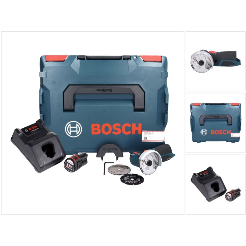 Gws 12V-76 Smerigliatrice angolare professionale a batteria 12 v 76 mm senza spazzole + 1x batteria ricaricabile 3,0 Ah + caricabatterie + L-Boxx