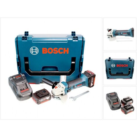 Bosch GWS 18-125 V-LI 125 mm Professional Meuleuse angulaire sans fil avec boîtier L-Boxx + 2x Batteries GBA 5,0 Ah + Chargeur