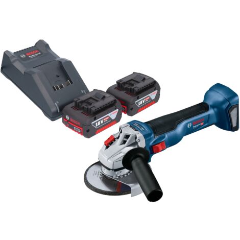 Bosch GWS 18V-10 Professional Akku Winkelschleifer 18 V 125 mm Brushless + 2x Akku 4,0 Ah + Ladegerät