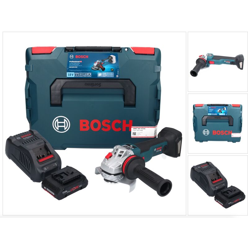 Bosch gws 18V-10 sc Meuleuse angulaire sans fil 18 v 125 mm Brushless + 1x batterie ProCORE 4,0 Ah + chargeur + L-Boxx