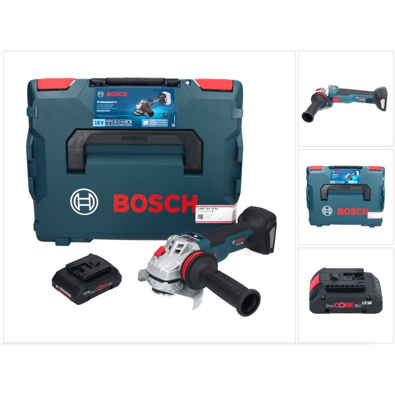 Bosch gws 18V-10 sc Meuleuse angulaire sans fil 18 v 125 mm Brushless + 1x batterie ProCORE 4,0 Ah + L-Boxx - sans chargeur