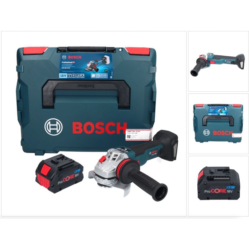 Bosch gws 18V-10 sc Meuleuse angulaire sans fil 18 v 125 mm Brushless + 1x batterie ProCORE 8,0 Ah + L-Boxx - sans chargeur