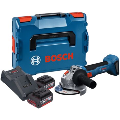 Bosch GWS 18V-8 Professional Akku Winkelschleifer 18 V 125 mm Brushless + 2x Akku 4,0 Ah + Ladegerät + L Boxx