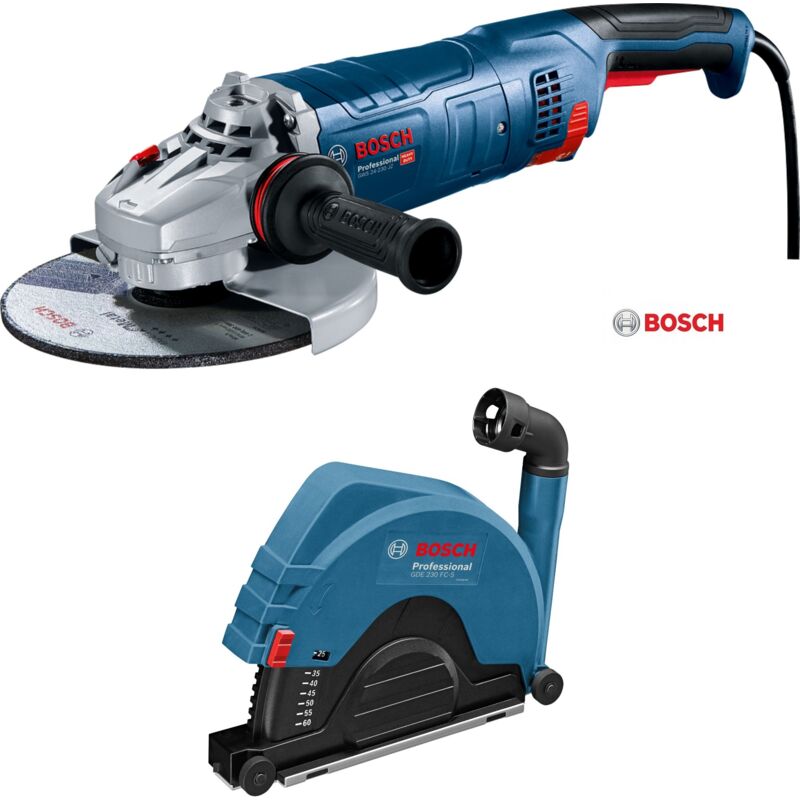 Bosch Smerigliatrice Angolare 2400 W Con Cuffia Di Aspirazione Gws 24-230 Jz + Gde 230 Fc-S