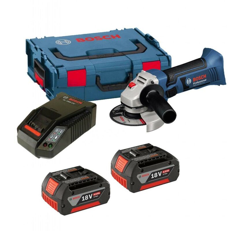 GWS18-125V-LI Pro 18v Cordless Angle Grinder + 2 x 4.0ah, Charger + l-boxx - Bosch