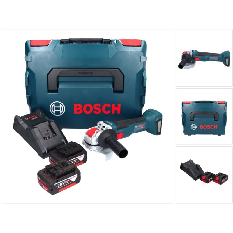 Bosch GWX 18V-10 Meuleuse d'angle sans fil professionnelle 18 V 125 mm X-LOCK Brushless + 2x Batteries 5,0 Ah + Chargeur + L-Boxx