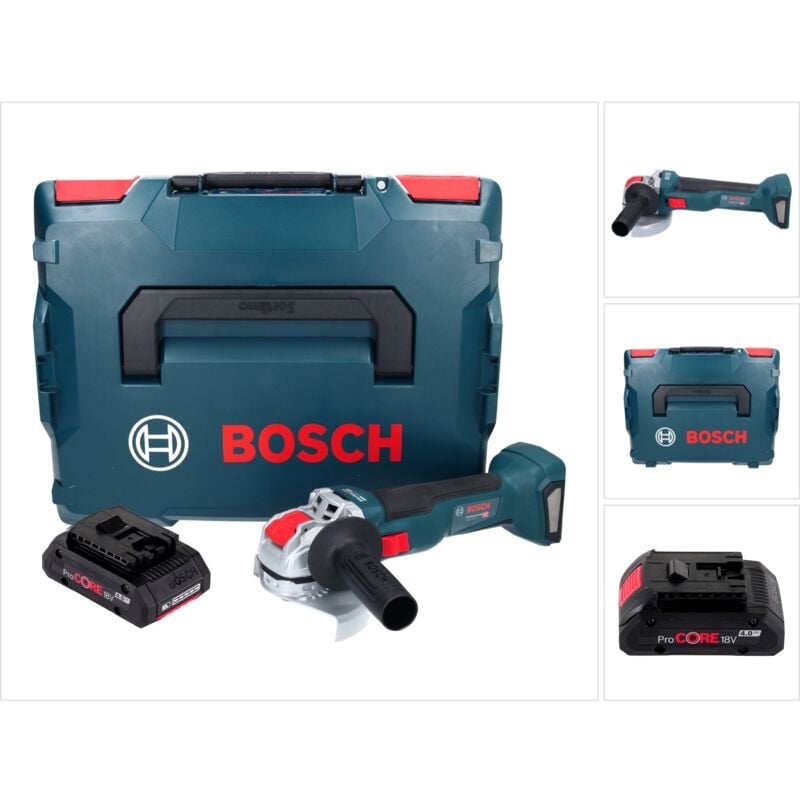 Bosch gwx 18V-10 Professional Meuleuse d'angle sans fil 18 v 125 mm x-lock Brushless + 1x Batterie ProCORE 4,0 Ah + L-Boxx - sans chargeur