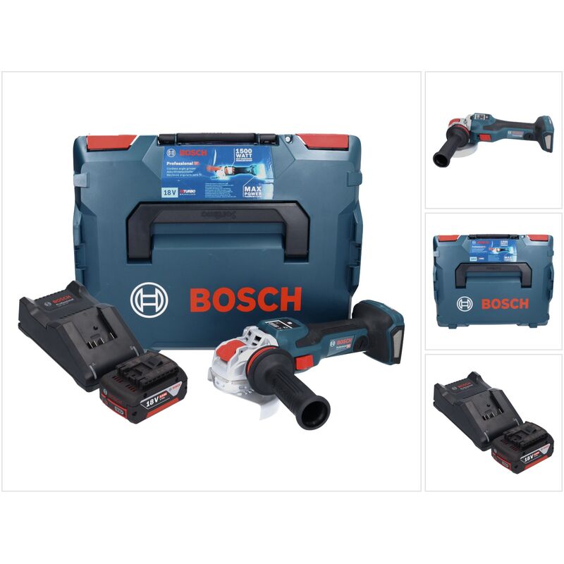 Bosch gwx 18V-15 sc Professional Meuleuse angulaire sans fil 18 v 125 mm biturbo x-lock + 1x batterie 5,0 Ah + chargeur + l-boxx