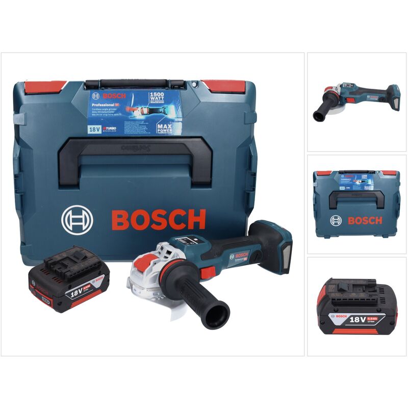 Bosch gwx 18V-15 sc Professional Meuleuse angulaire sans fil 18 v 125 mm biturbo x-lock + 1x batterie 5,0 Ah + l-boxx - sans chargeur