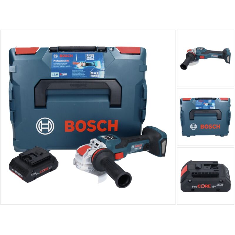Bosch gwx 18V-15 sc Professional Meuleuse angulaire sans fil 18 v 125 mm biturbo x-lock + 1x batterie ProCORE 4,0 Ah + l-boxx - sans chargeur