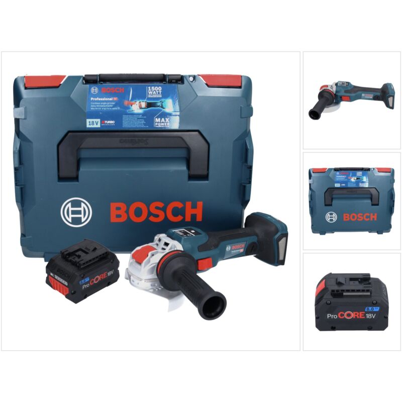 Bosch gwx 18V-15 sc Professional Meuleuse angulaire sans fil 18 v 125 mm biturbo x-lock + 1x batterie ProCORE 8,0 Ah + l-boxx - sans chargeur