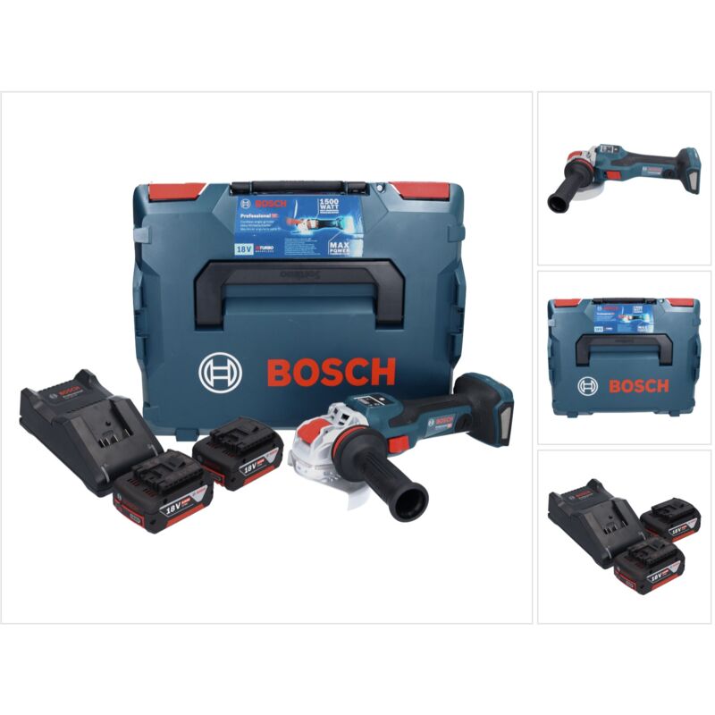 Bosch gwx 18V-15 sc Professional Meuleuse angulaire sans fil 18 v 125 mm biturbo x-lock + 2x batterie 5,0 Ah + chargeur + l-boxx