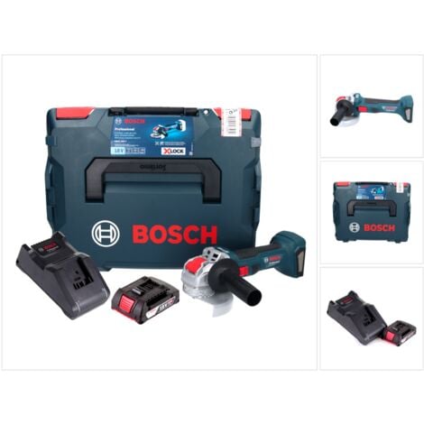 Bosch GWX 18V-7 Professional Akku Winkelschleifer 18 V 125 mm Brushless X-LOCK + 1x Akku 2,0 Ah + Ladegerät + L-Boxx